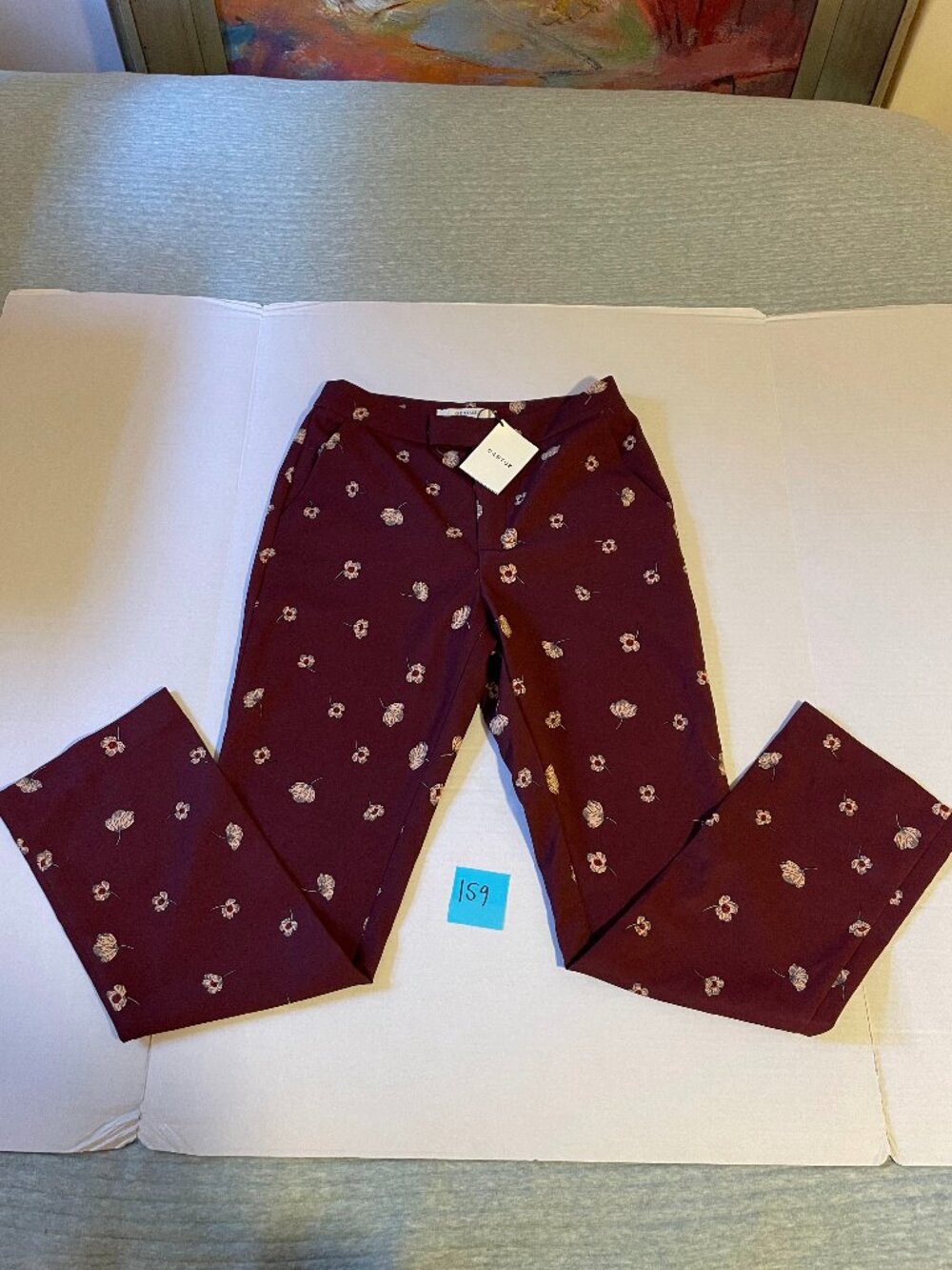 Gestuz Burgundy Floral Straight Trousers 36